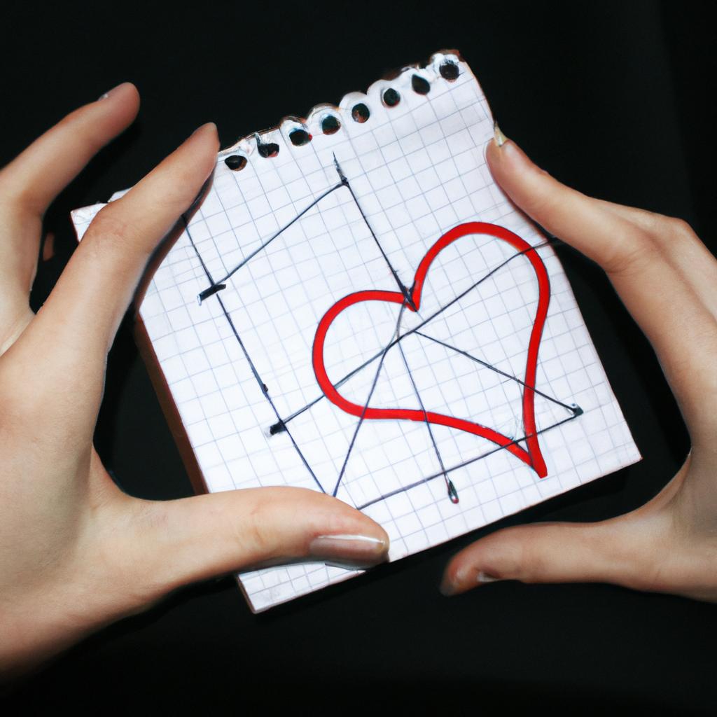 Person holding a heart diagram